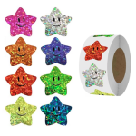 Star Smiley Face Stickers - Roll of 50's assorted